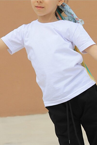 Çiggo Kids Unisex Black and White Cotton T-Shirt - Sweatpants Straight Design