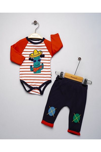 Necix's Baby Boy Bodysuit Cactus Figured Cotton