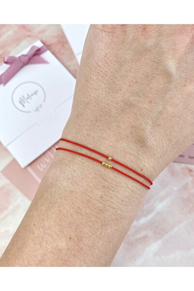 Atelier Çağla Ikili Kırmızı Ip Bileklik