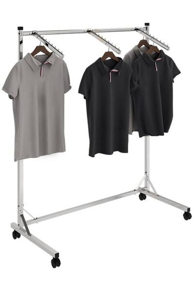 Manken İstanbul 3 Askılıklı Kromaj Kaplı Orta Stand Konfeksiyon Standı Askılık