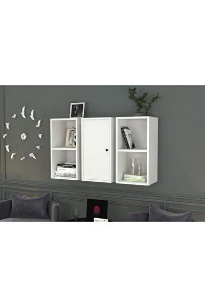 Nettrends Kitaplikli Dolapli Duvar Rafi Beyaz 100 Cm Dvr-1062-ç