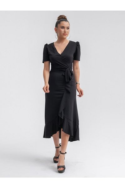 giyimmasalı Crepe Fabric Midi Dress Black