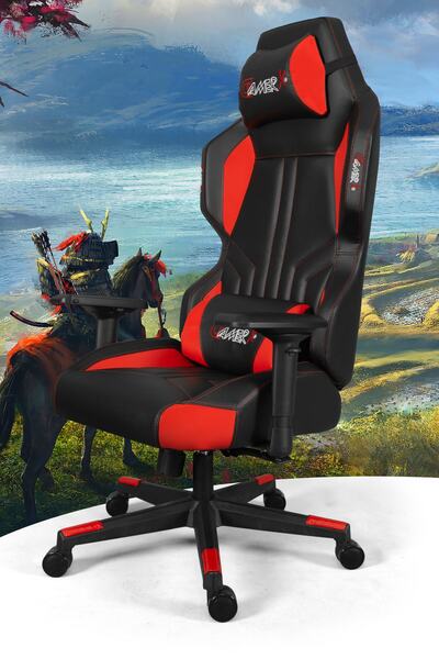 GAMERX Çınar Serisi Deri Oyuncu Koltuğu Kırmızı/siyah