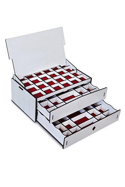 Design OTTO Luna 64 Bölmeli Makyaj Takı Koleksiyon Saat Dikiş Aksesuar Tespih...