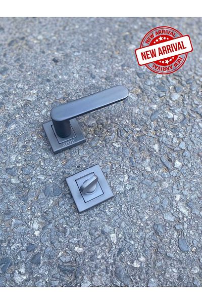 ARON Sofuoğlu Stainless Barbaros (Matt Anthracite) Square Rosette (Bathroom - WC) Door Handle Aluminum / Steel