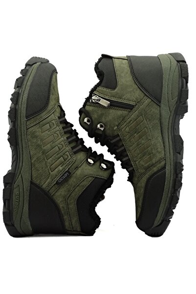 LETAO Haki Fermuarlı Kürklü Unisex Bot Soğuga Dayanıklı 36-47