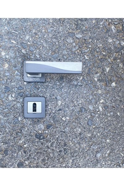 ARON Sofuoğlu Paslanmaz Lüx Derya (MAT ANTRASİT - SATEN) Kare Rozetli (ODA) Kapı Kolu Alüminyum / Çelik