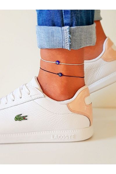 Atelier Çağla Double Evil Eye Beaded Anklet