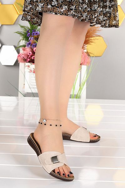 KARAMAZI Γυναικείες παντόφλες Ary 11-441 Daily Buckle Μπεζ
