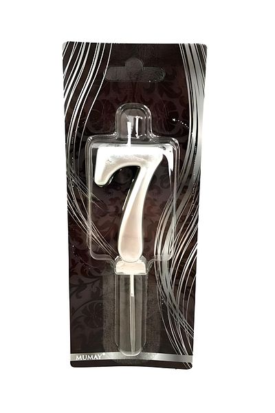 Mini Parti Mini Party Store 7 Years Old Silver Number Candle