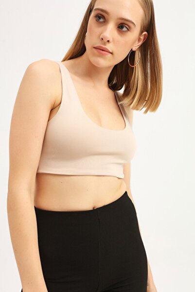 Quzu Μπεζ Μπλούζα με λουράκι