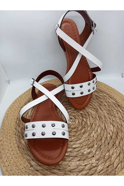 Serra Sandale de zi cu zi albe pentru femei cu accesorii cu împânzire