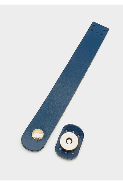 angel çanta aksesuar 18x2,3 εκ. Navy Blue Real Leather Flat κάλυμμα τσάντας με ελαφρύ χρυσό μέταλλο