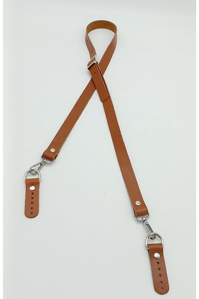 angel çanta aksesuar Taba Silver Metal 2x130 Μακρύ Πραγματικό Δερμάτινο Λαβή