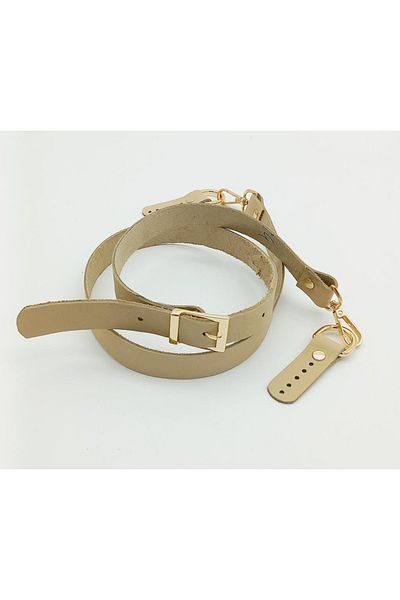 angel çanta aksesuar Real Leather Adjustable Long Handle 2x130 Raw (natural) Light Gold Metal