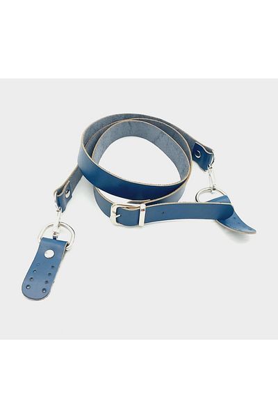 angel çanta aksesuar Μπλε Navy Blue Silver Metal Long Handle - Ρυθμιζόμενο από γνήσιο δέρμα 2,3x130