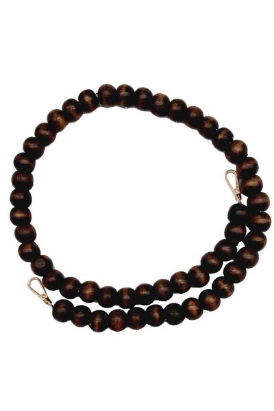 angel çanta aksesuar مقبض حقيبة بني مطرز بالخرز الخشبي 90 سم