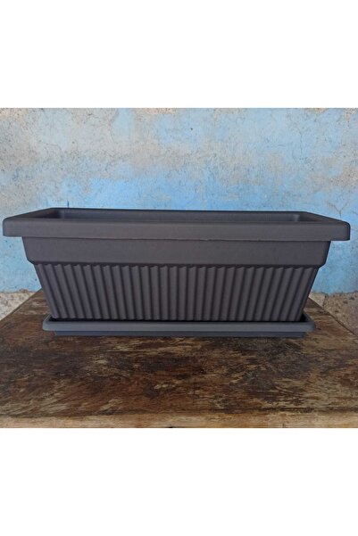 SERİNOVA 2 Adet Kemer Bahçe Saksı No1 46x19cm 9 Litre Antrasit