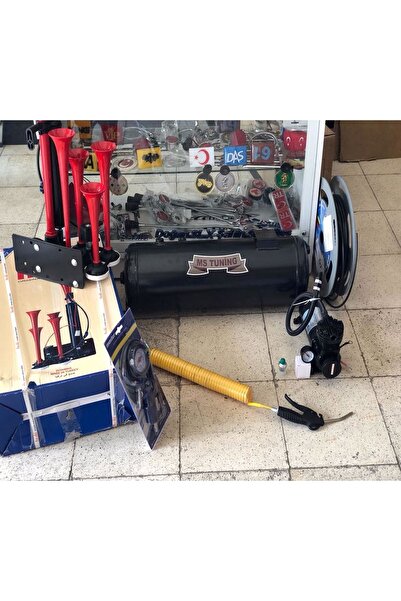 Yuki Havalı Korna Seti 5 Borulu Kompresör Full Set