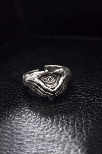 THE Gifts Antik Gümüş Kaplama Illuminati Avuç Içi Tek Göz Ayarlanabilir Yüzük