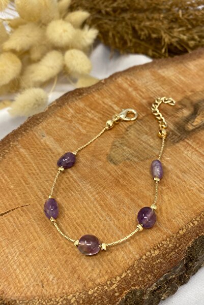 Suerte Accessories Tımbıl Ametist Doğal Taşlı Gold El Yapımı Özel Tasarım Doğ...