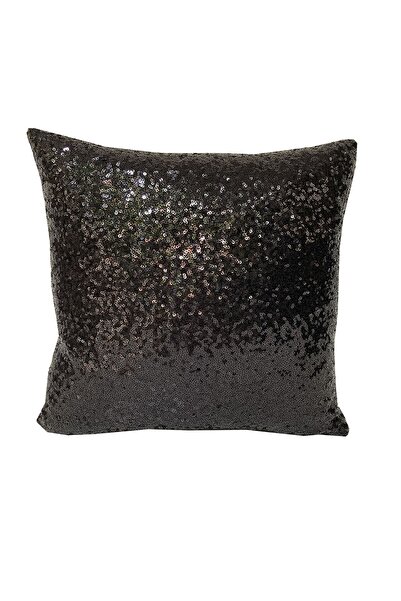 YASTIKMİNDER Pullu Siyah Çift Taraflı 36x36 Cm Yastık Kırlent Kılıfı