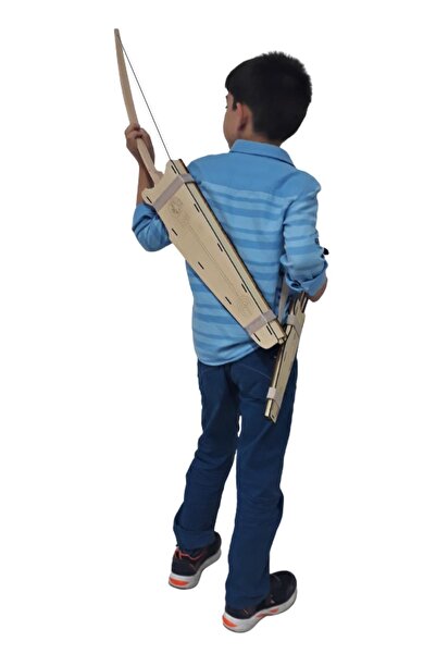 Ahtek Natural Wooden Arrow Bow and Shield Set 7 Pieces, Shield + Sword + Bow + 10 Arrows + Bow Scabbard + Quiver + Target