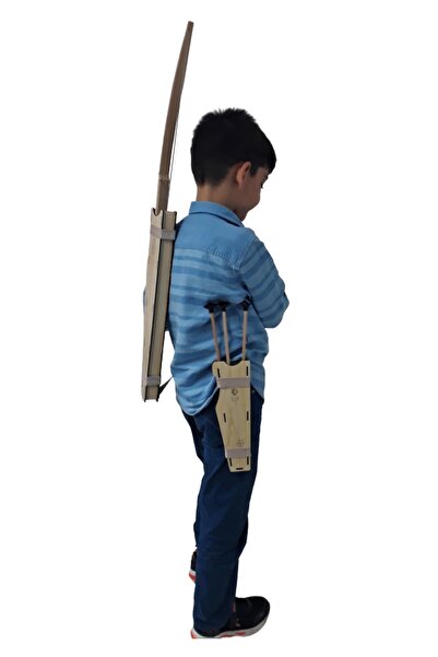 Ahtek Natural Wooden Arrow Bow and Shield Set 7 Pieces, Shield + Sword + Bow + 10 Arrows + Bow Scabbard + Quiver + Target