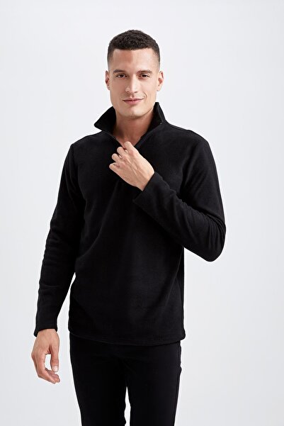 DeFacto Regular Fit Fermuarlı Dik Yaka Yarım Fermuarlı Polar Sweatshirt
