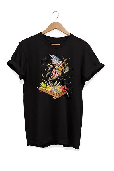 remonz Μπλουζάκι με στάμπα σούσι σειράς Food 100% Cotton Plus Size