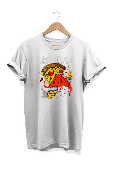 remonz Σειρά Food Ninja Pizza με στάμπα 100% βαμβακερό μπλουζάκι μεγάλου μεγέθους