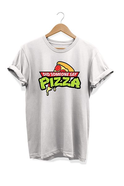remonz Σειρά Food Did One Say Pizza Printed 100% Cotton T-Shirt μεγάλου μεγέθους