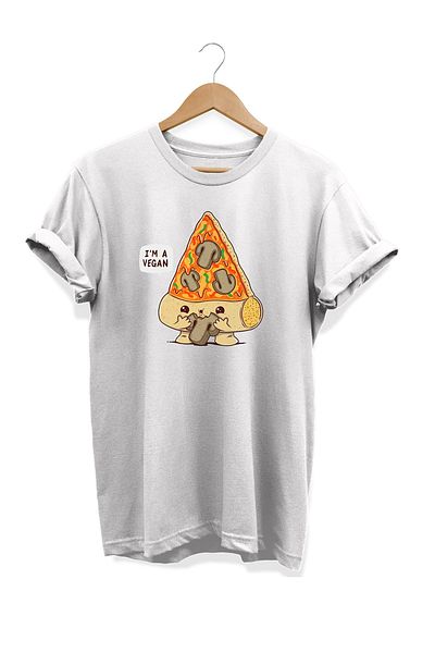 remonz Σειρά Food Vegan Pizza T-Shirt 100% βαμβακερό μεγάλο μέγεθος
