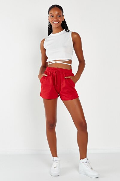 Hopoi Жіночі шорти з червоними шнурками та кишенями 50001