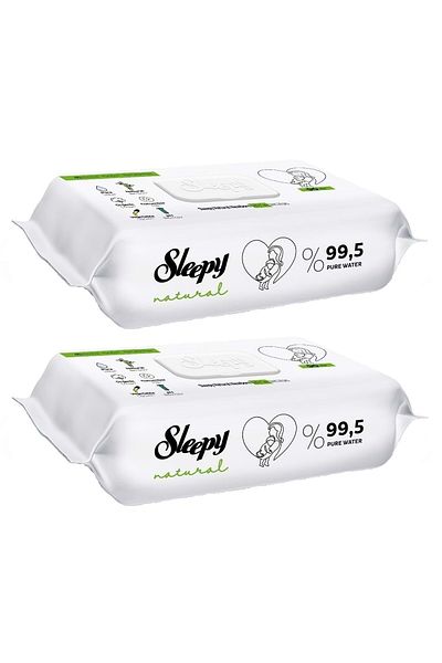 Sleepy Wet Towel Wipes 90 Sheets Natural Newborn Set of 2 180 Sheets with Plastic Cover