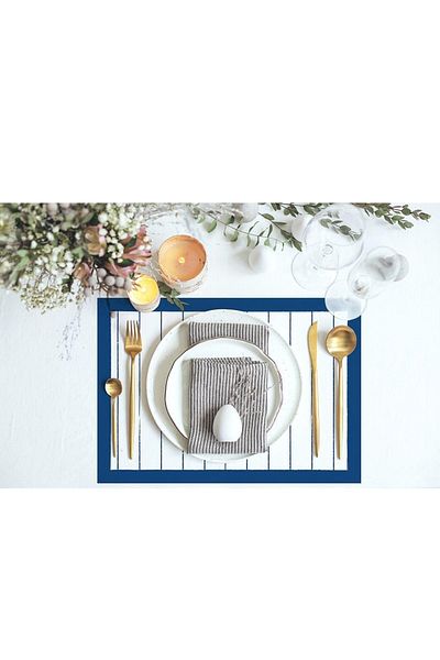 Adawall Navy Blue Striped Tom & Jerry Fabric American Service Set of 4 35x50cm Warner Bros Licensed, Linen Fabric
