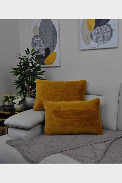 Paris Life Pelüş Rabbit Tavşan Kırlent Kılıfı Dikdörtgen - Hardal