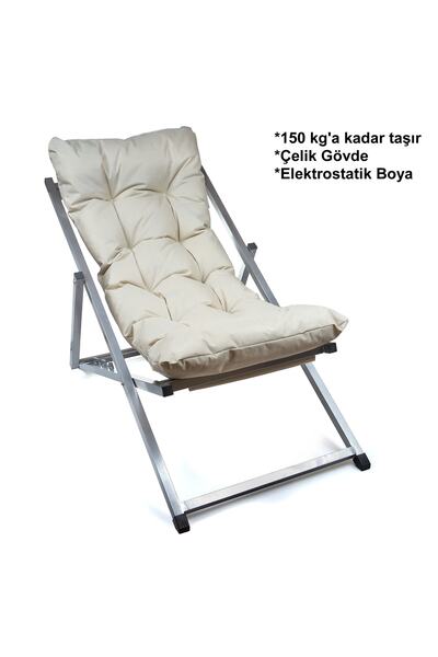 HUNDEMİR Minderli - Miga Şezlong Seti Bahçe&balkon&teras&plaj Katlanır Set - ...