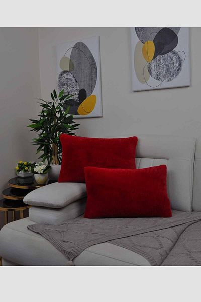Paris Life Plush Rabbit Rabbit Throw Pillow Case Rectangular -red