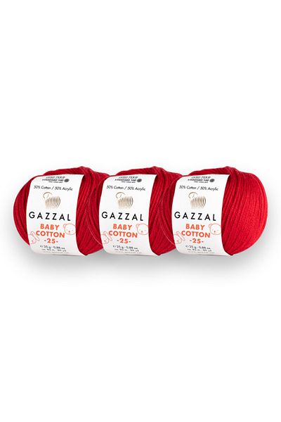 Gazzal Baby Cotton 25gr 3 Pack Amigurimi Punch Hand Knitting Yarn Taka Yarn (3439)