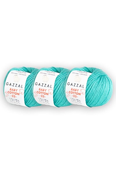 Gazzal Baby Cotton 25 г, набір з 3 штук, Amigurimi Punch, нитки для в'язання,...