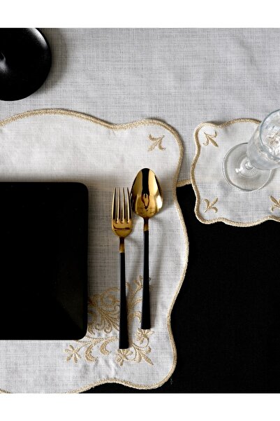 Peno Concept 2'li Amerikan Servis (SUPLA) Nakışlı Gardenya Keten Dertsiz