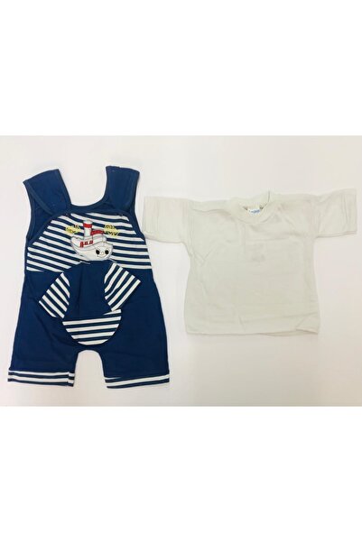 Baby Slon Kids Clup Yazlık Penye Şapkalı Gemi Nakışlı Badili Indigo Mavi Erke...