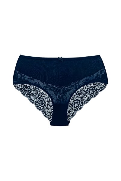 HNX Chiloți din bumbac, 2 piese, cu jumătate de dantelă, cu talie înaltă, pentru femei