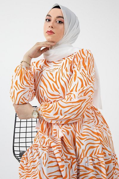 InStyle Alessa Stripe Pattern Dress - Orange