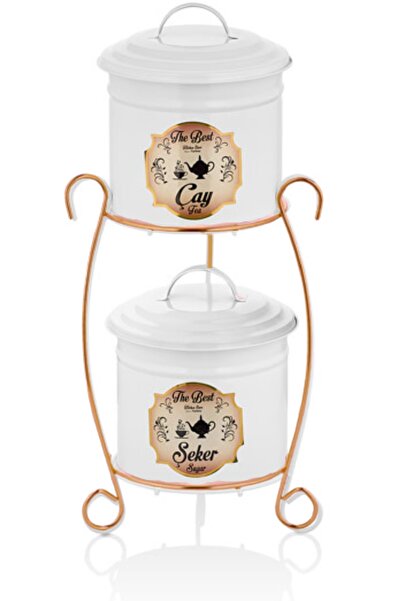 Kitchen Store Metal Çay Şekerlik Üst Üste Çay Kahve Tuz Şeker Kutusu Şekerlik...