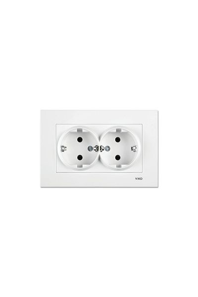 Tamer Elektrik إطار مقبس أرضي مزدوج باللون الأبيض من Viko Karre90967056