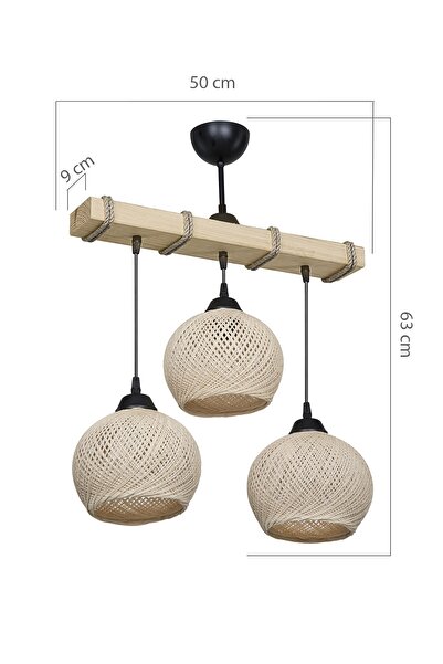 Genel Markalar Desen Yemek Odası Yatak Odası Salon Oturma Odası Mutfak 3lü Avize - Krem Yumak Toplu