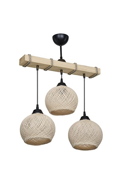 Genel Markalar Desen Yemek Odası Yatak Odası Salon Oturma Odası Mutfak 3lü Avize - Krem Yumak Toplu