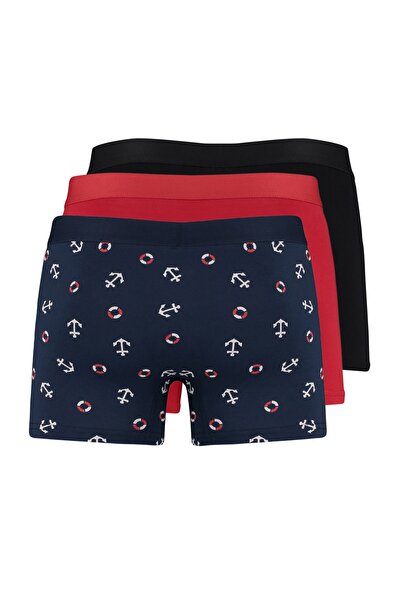 Trendyol Collection Marine PatterneD 3-piece Boxer Set - Multicolor, Plain Package TMNAW23BX00033